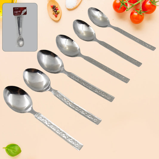 Set of 12 medium stainless steel dinner spoons for table use