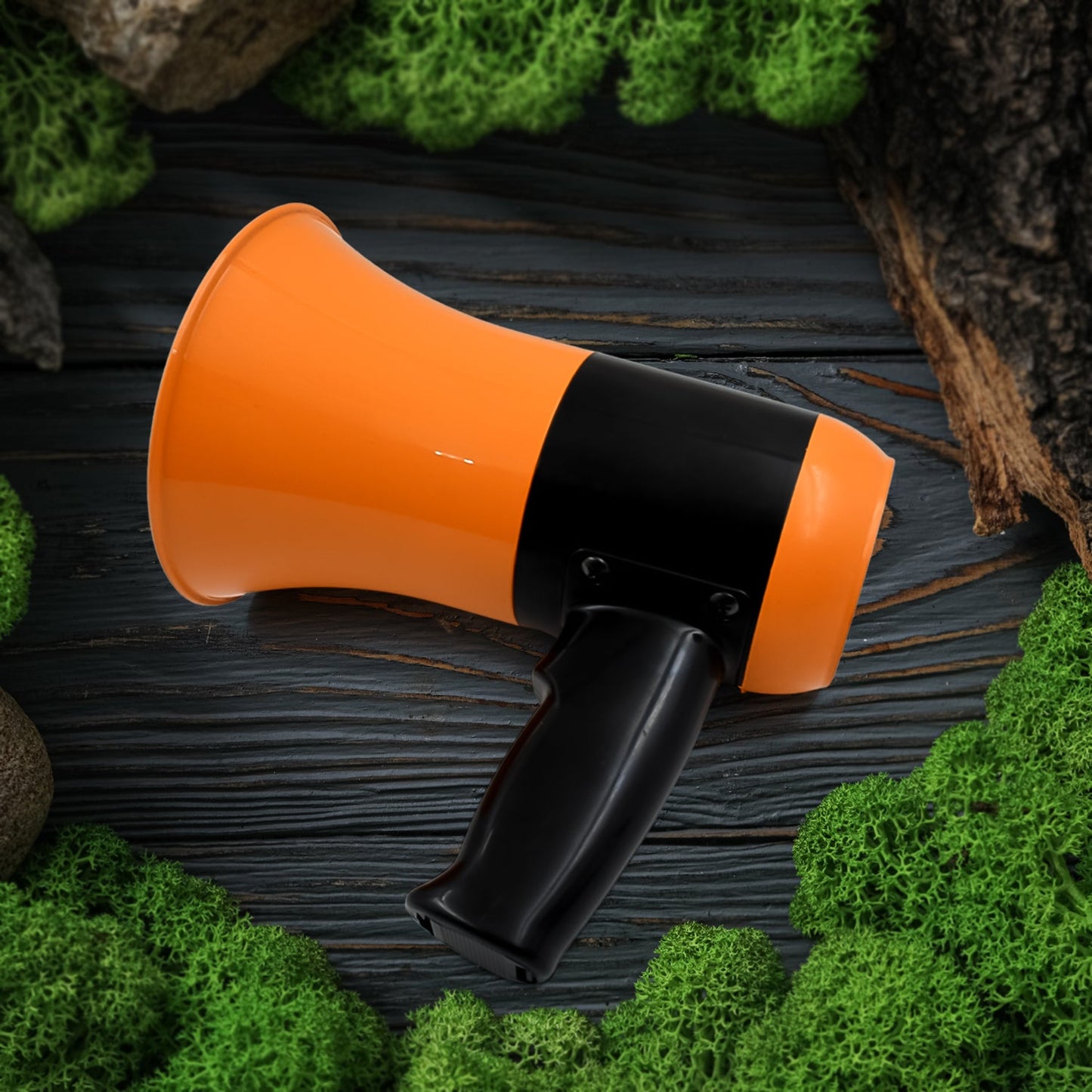 Megaphone with PA system, dynamic sound, close-up