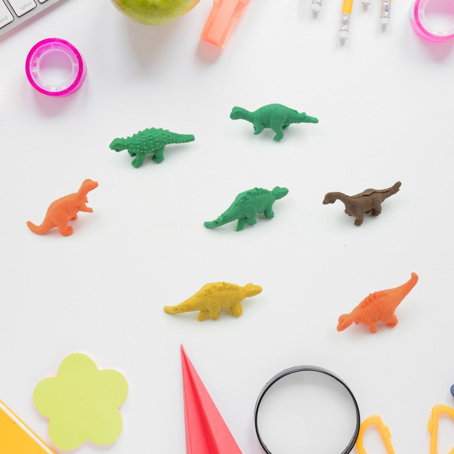 7 Piece Dinosaur Shaped Erasers for Kids - Animal Erasers, 3D Puzzle