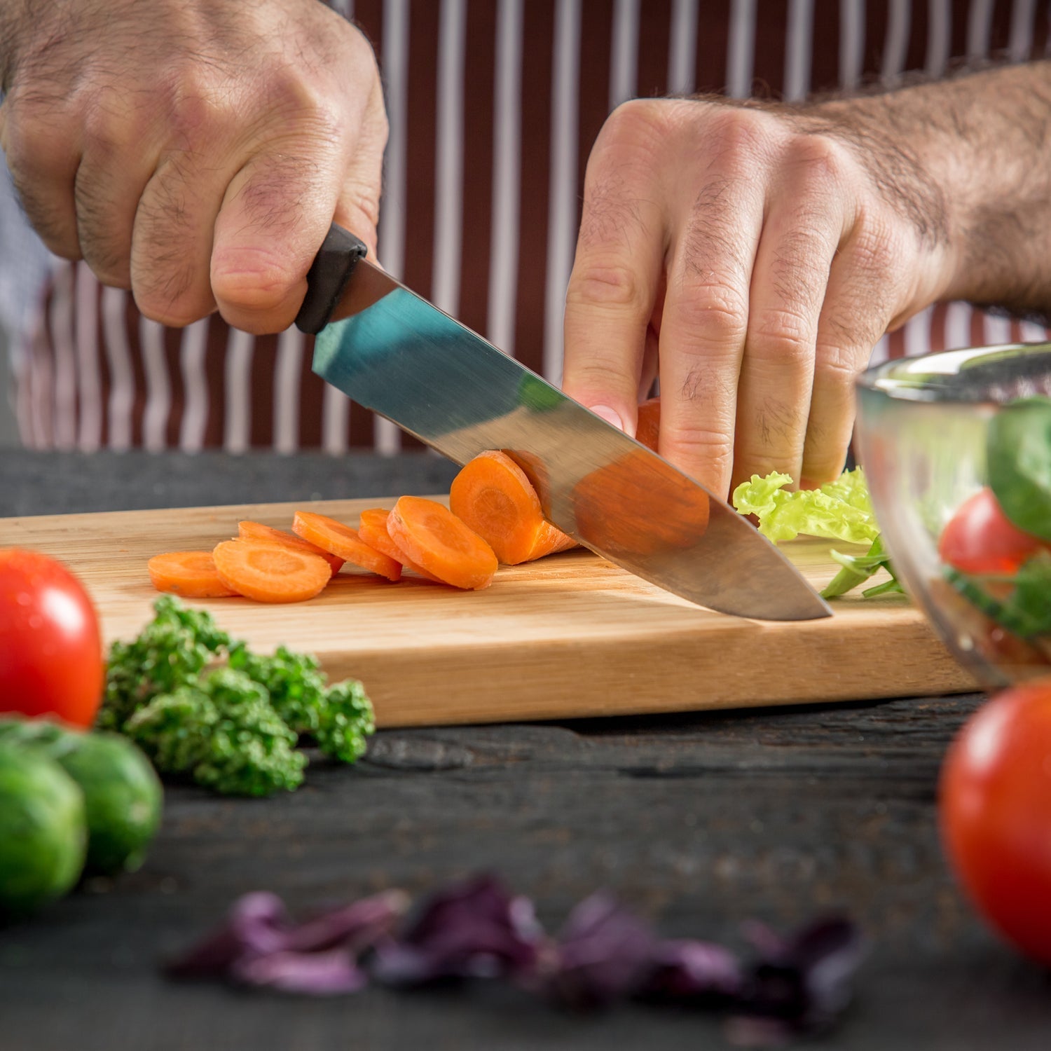 Chopping board on countertop