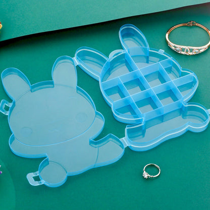 Clear plastic storage box with cartoon bear design.