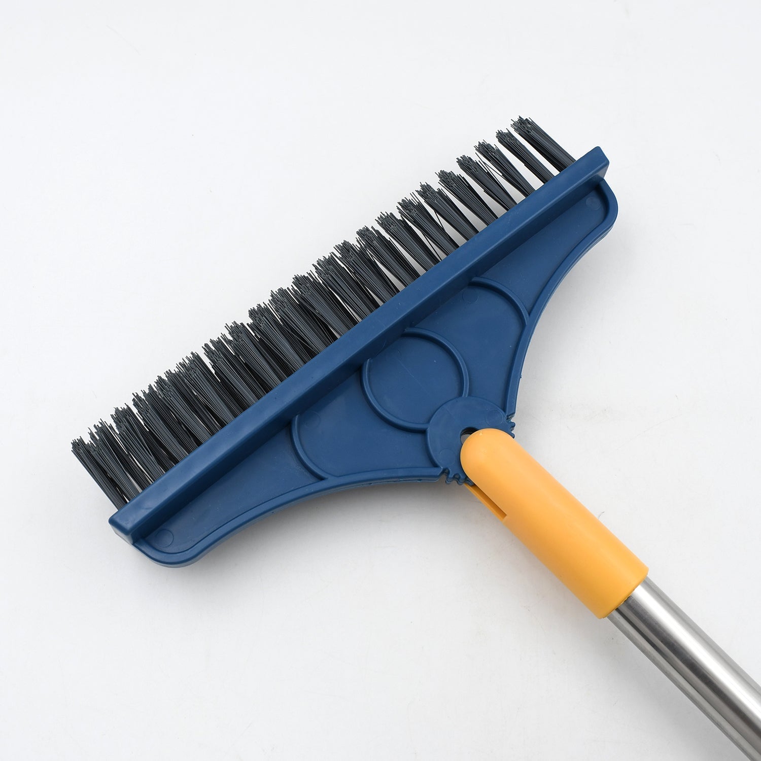 Rotatable cleaning brush with wiper, long handle for easy use