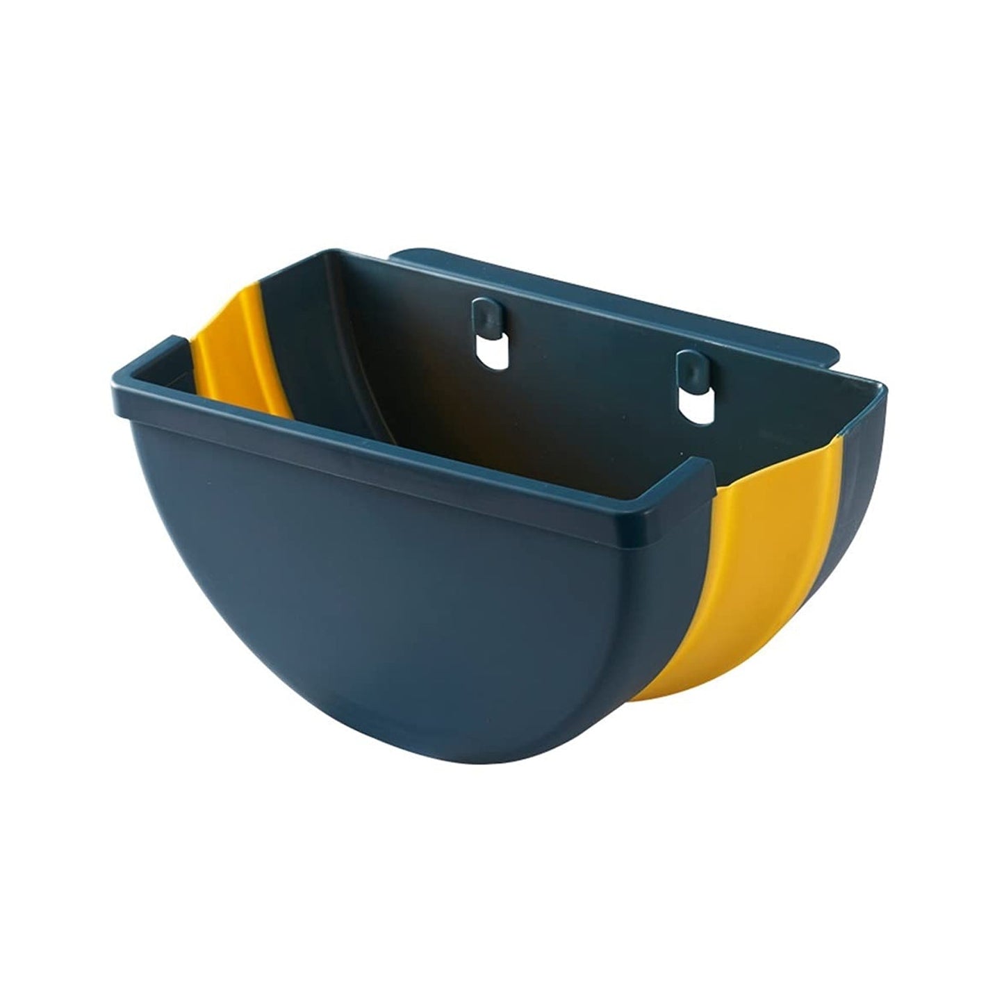 Collapsible waste bin for kitchen or bathroom use.