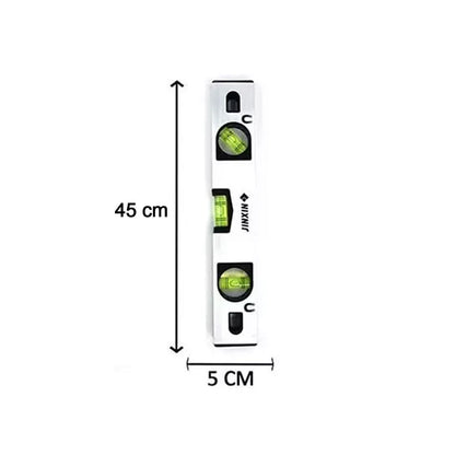 Spirit level with magnetic strip for easy use