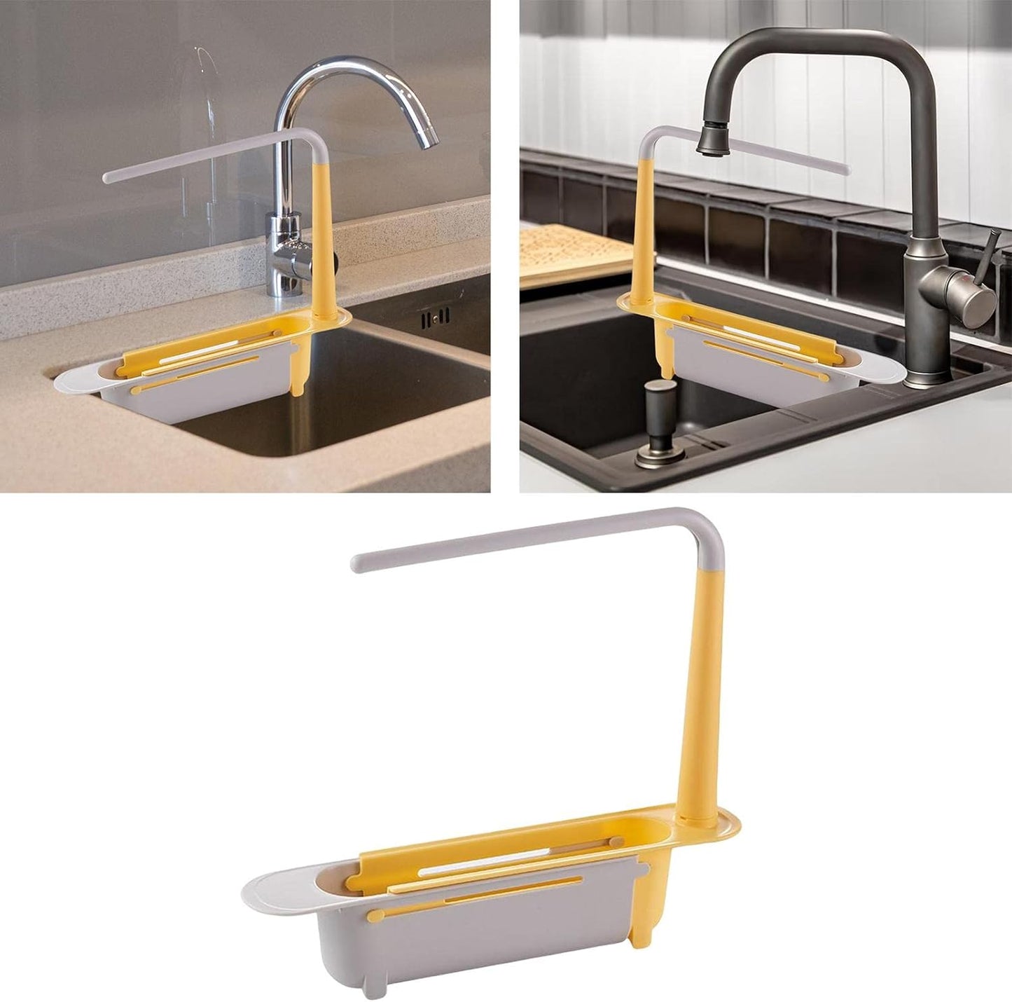 Telescopic Sink Storage Rack Material Kitchen Rag Rack Dishwashing Organizer Shelf Drain Basket Pp Under Sink Organizers ( Mic Color 1 Pc)