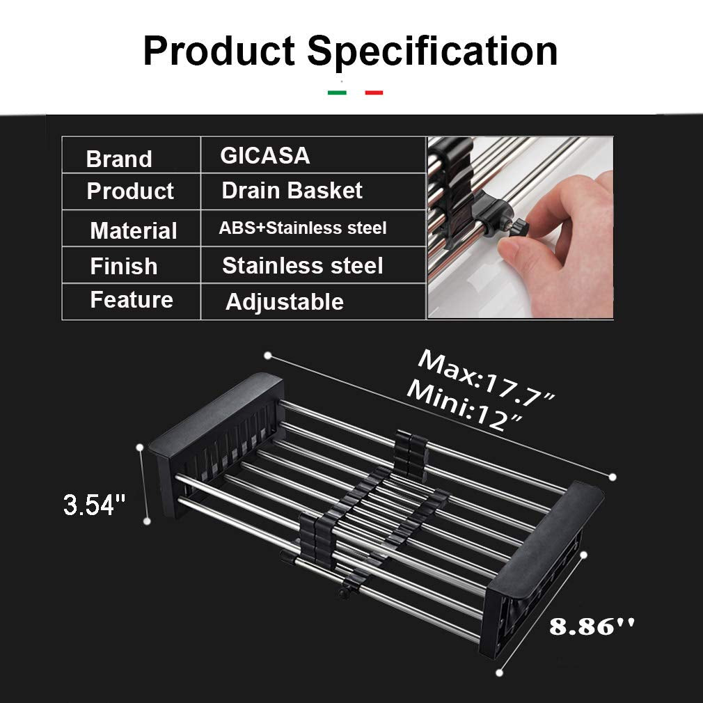 Expandable kitchen sink rack for drying dishes