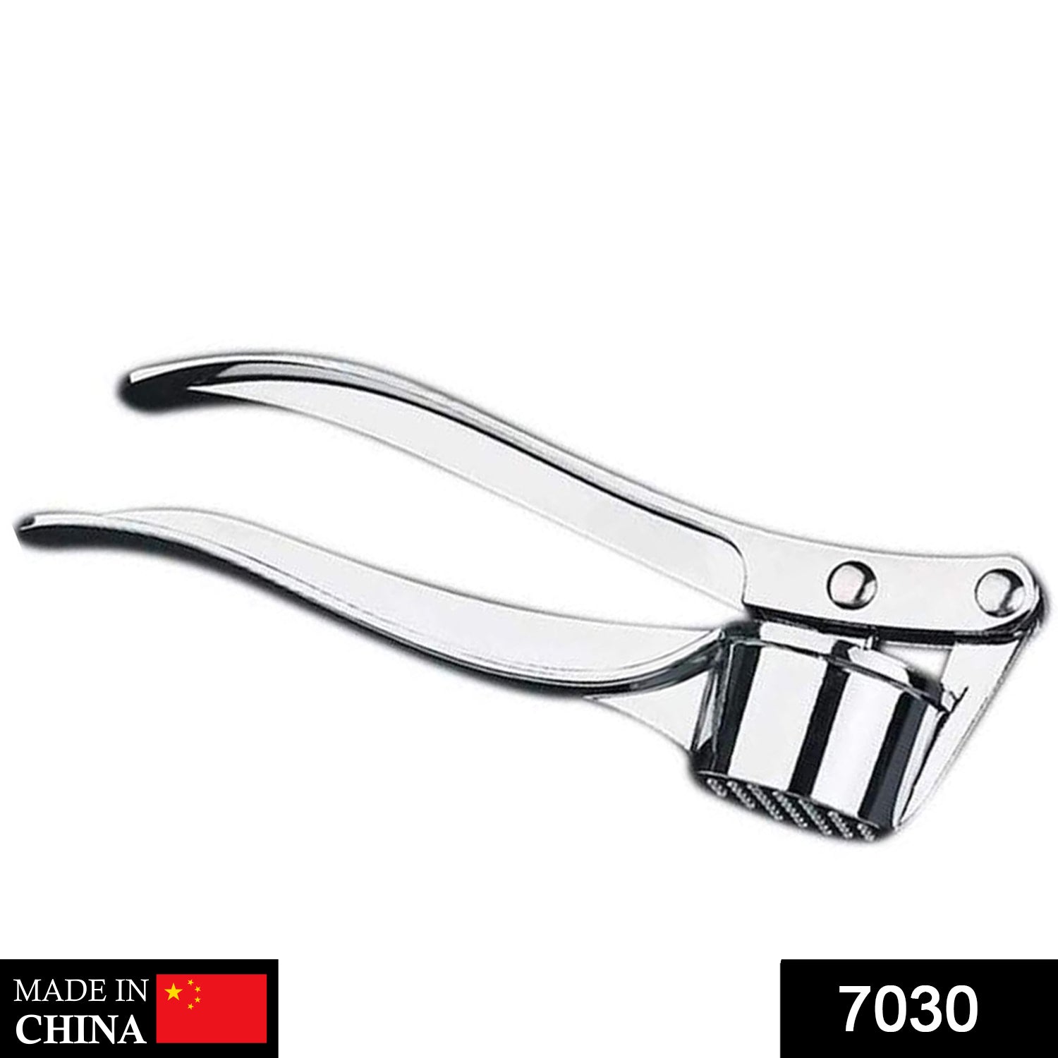 Garlic press made of stainless steel with a strong grip