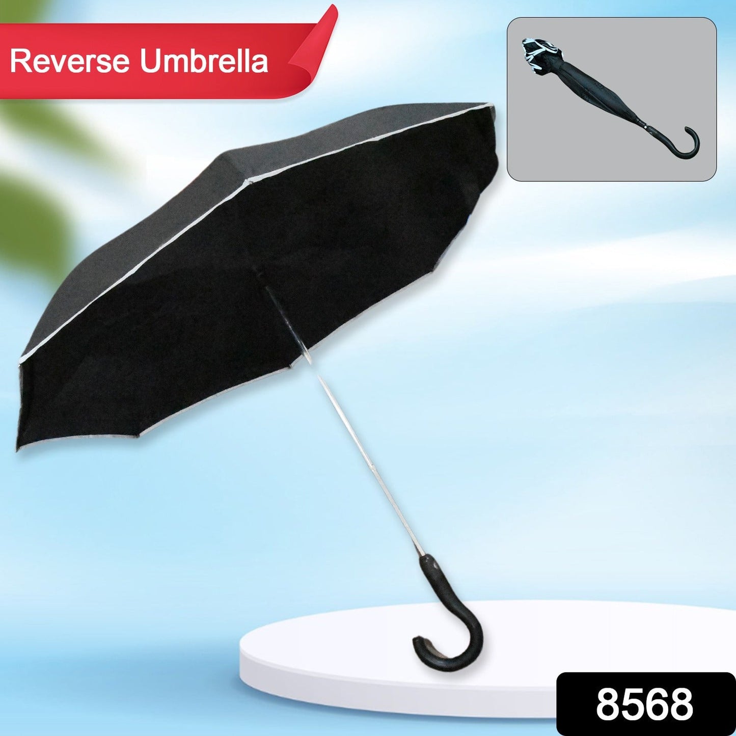 Travel Umbrella Windproof Umbrella Compact Folding Reverse Umbrella Unique Folding Umbrella With U- Shape Big Handle (1 pc)