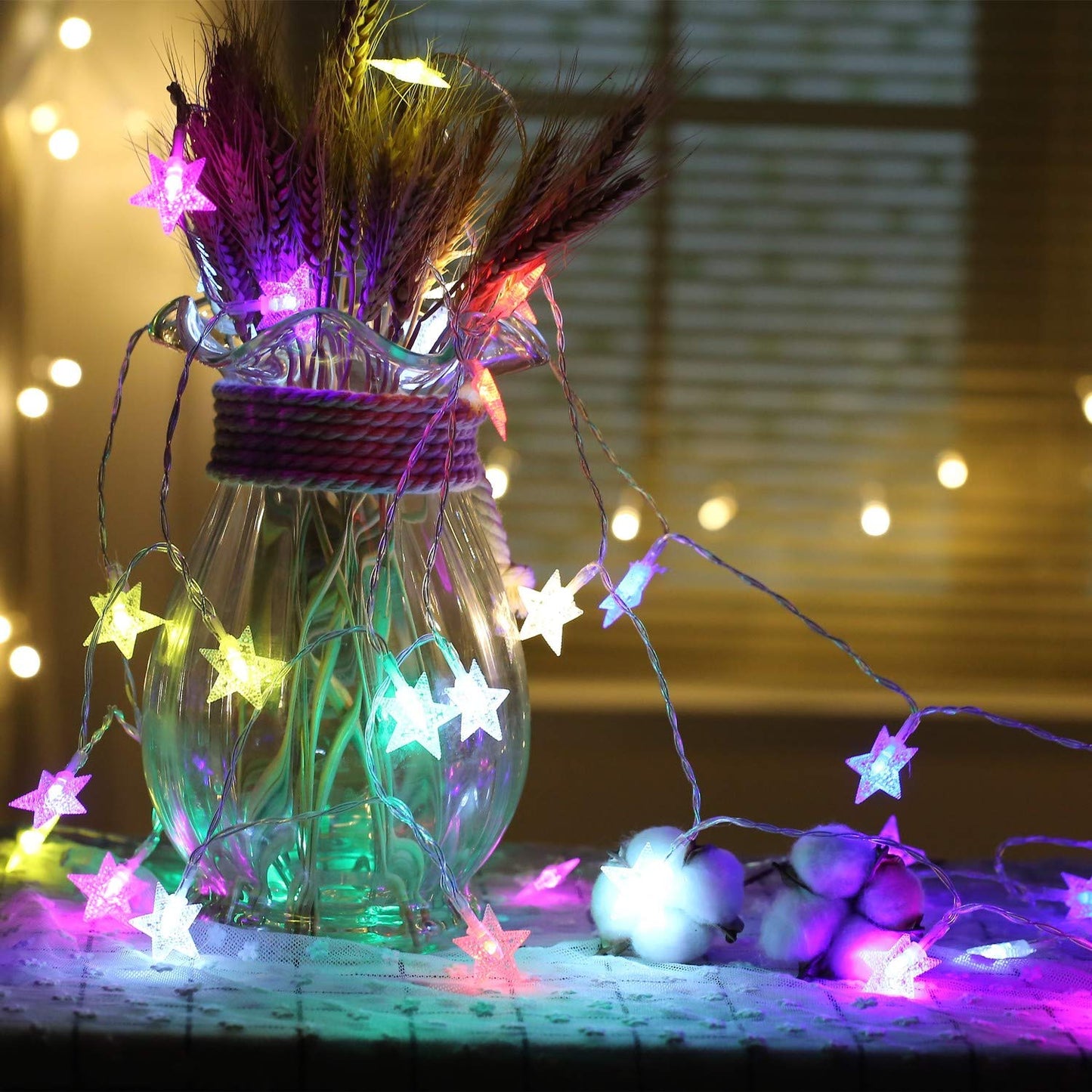 28 LED / Star 3.9 Meter Star Shape Led Light Battery Operated with Flashing Modes for Home Decoration, Kids Room, Waterproof Diwali & Wedding LED Christmas Light Indoor and Outdoor Light ,Festival Decoration (Multicolor Battery Not Included 3.9Mtr)