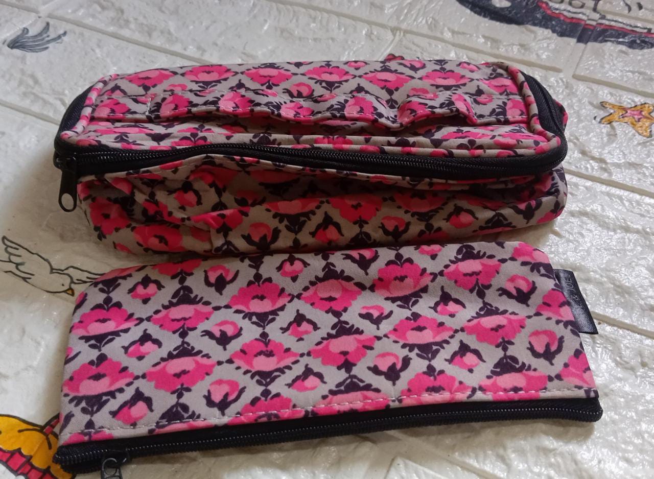 Large capacity travel makeup bag with small pouch