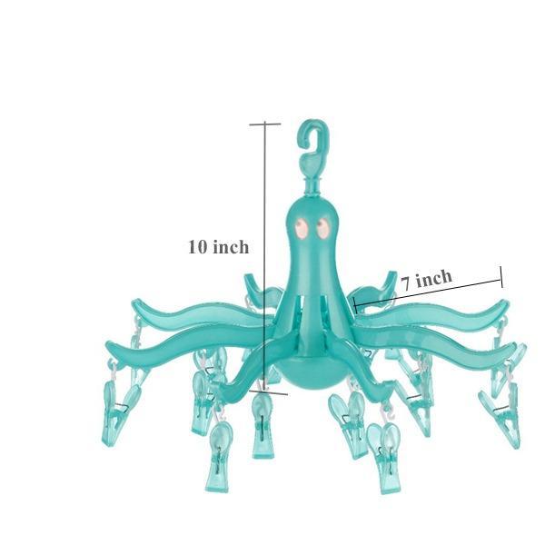 Space-saving octopus dryer with a folding design and 16 pegs for easy laundry drying at home.