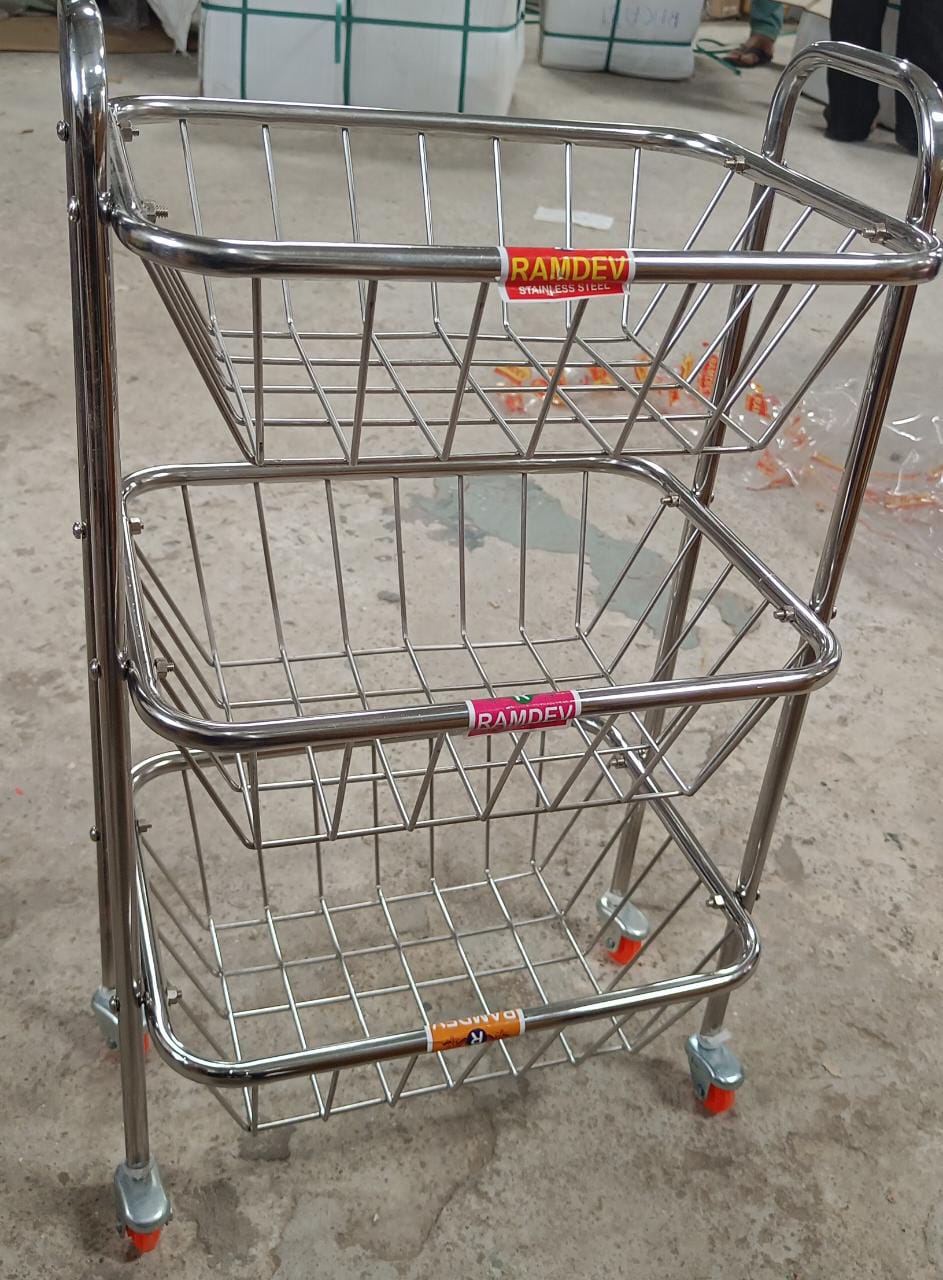 Stainless steel trolley for kitchen, multipurpose use